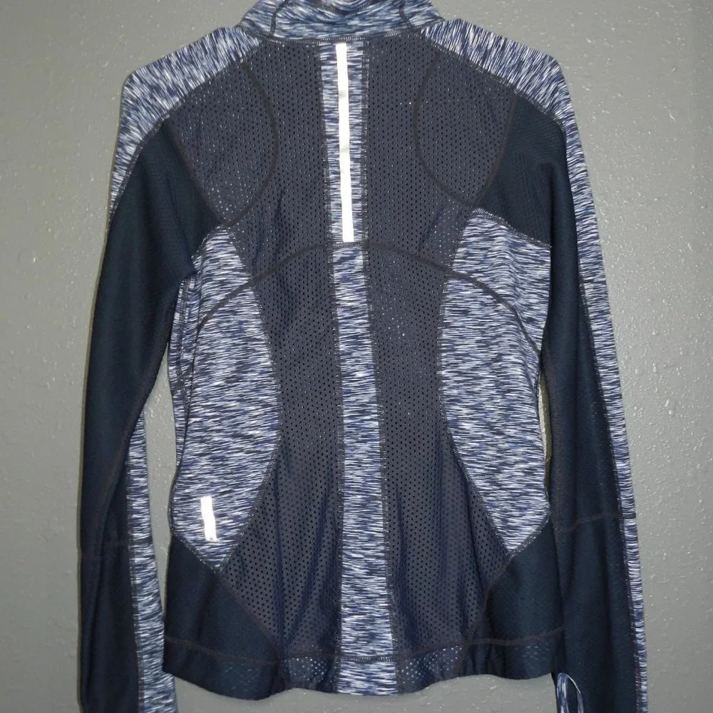Zella Women Navy Blue Heather Zip Up Fitted Workout Thumbhole Jacket Size Medium - Picture 5 of 8